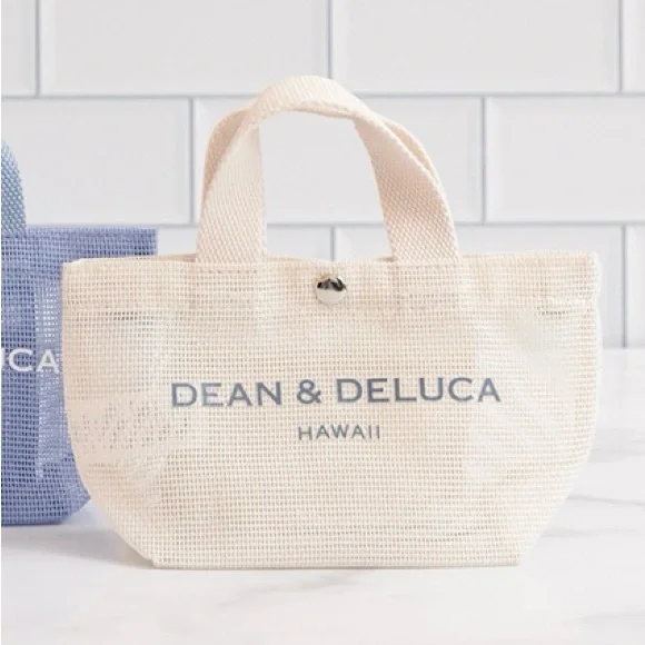 🆕 Dean & Deluca Hawaii Cream Limited Edition XS Mini Mesh Tote Bag with Strap